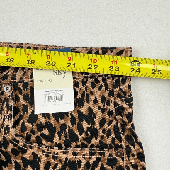 Terra & Sky Women's Core Straight Stretch Brown Leopard Denim Jeans Plus 24W NWT - Picture 7 of 10